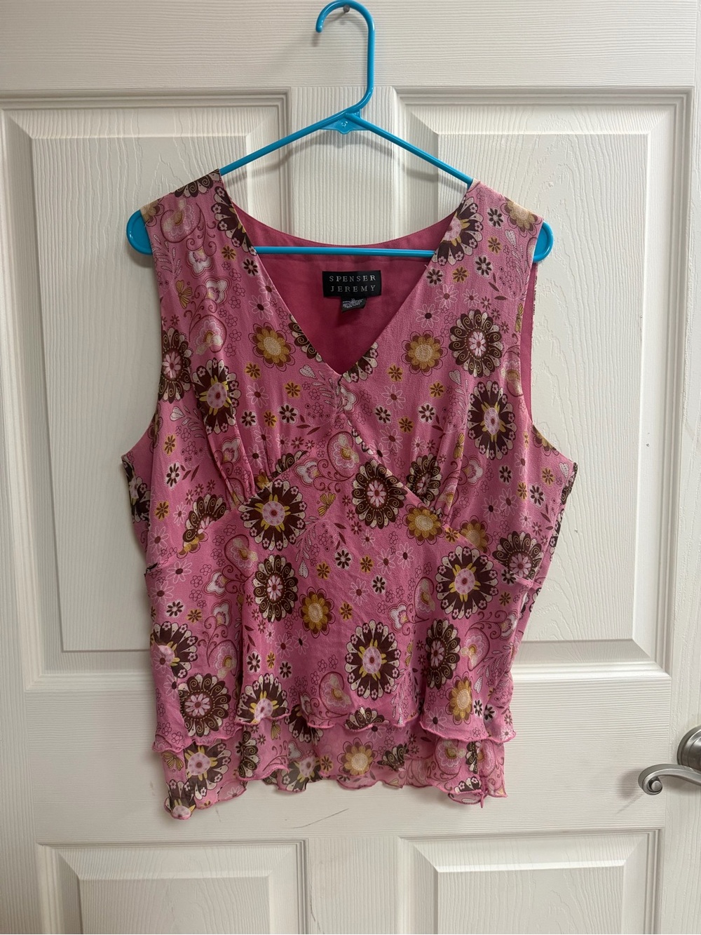 Spenser Jeremy Pink Floral Paisley V-Neck Shirt